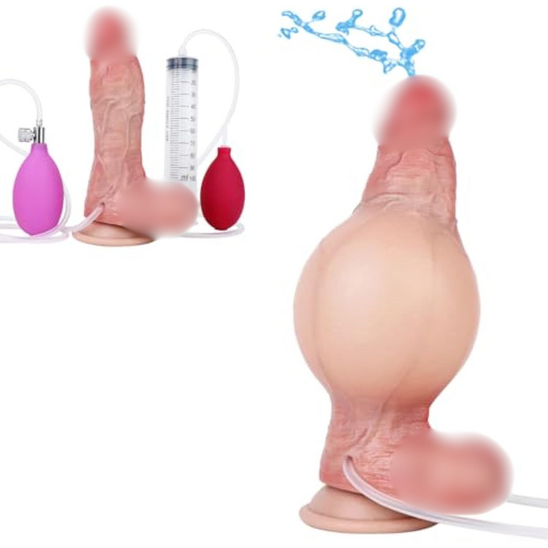 Inflatable Ejaculation Dildo Expanding Anal Sprayer,Silicone Cumming Stimulator Sex Toy For Adult, Squirting Butt Plug With Powerful Suction Cup