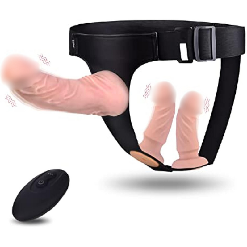 Harness Strap-On Vibration Realistic Dildos - Adjustable Strapless Strap-On Dildos With 10 Modes & 3 Dildos Silicone Anal G-Spot Stimulation Sex Toys For Women Couples Lesbian | Remote Control