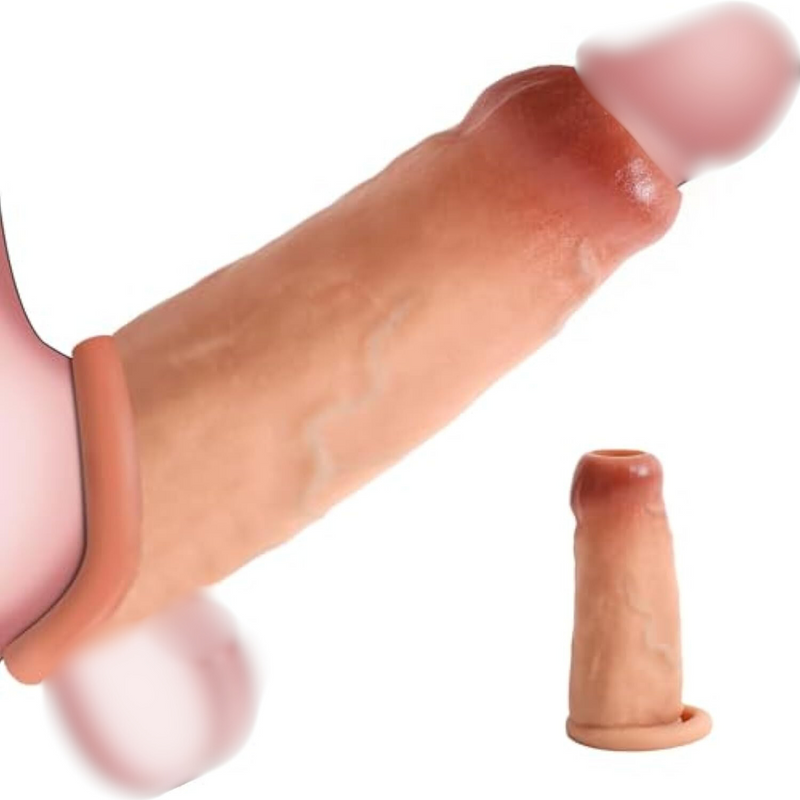 Silicone Realistic Penis Cuffs Realistic Penis Sleeve Penis Extender For Penis Enlargement And Time Prolongation Sex Toys For Men Extreme Sex Toyset Men Couples Enlarge Prolong