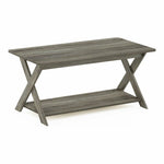 Furinno Engineered Wood Simplistic Criss-Crossed Coffee Table in French Oak Gray