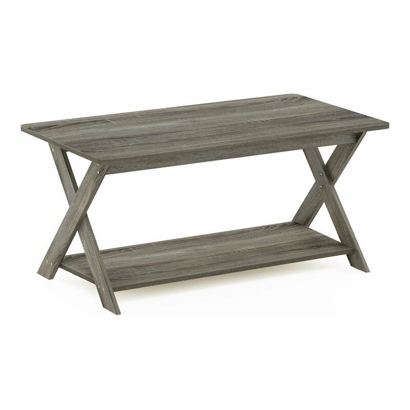 Furinno Engineered Wood Simplistic Criss-Crossed Coffee Table in French Oak Gray
