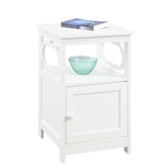 Omega End Table With Cabinet In White Wood Finish