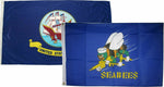 3X5 3'X5' Wholesale Combo Set U.S. Navy Ship & Navy Seabees Blue Flags Flag