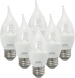 LED CA12 Clear Chandelier Light Bulb 7W(60W=) E26 Base 2700K Soft White - 6 Pack