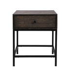 Ava Espresso Engineered Wood End Table With Charging Ports And Metal Base