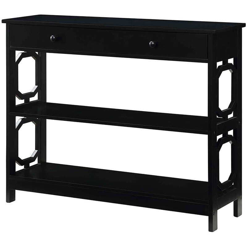 Omega Storage Console Table In Black Wood Finish