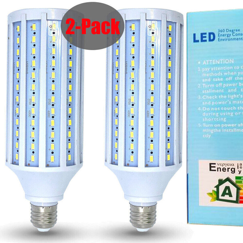 2-Pack 55W 500W Equivalent Daylight White E26 E27 192-Chip Led Corn Light Bulb