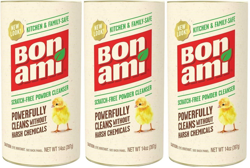 3 pk Bon Ami POWDER CLEANSER 14 oz. No Scent Cleaner Kitchen Bath Surfaces 04410