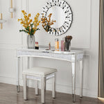 Modern Glass Rectangular Crystals Console Table Silver Desk Sofa Side Display