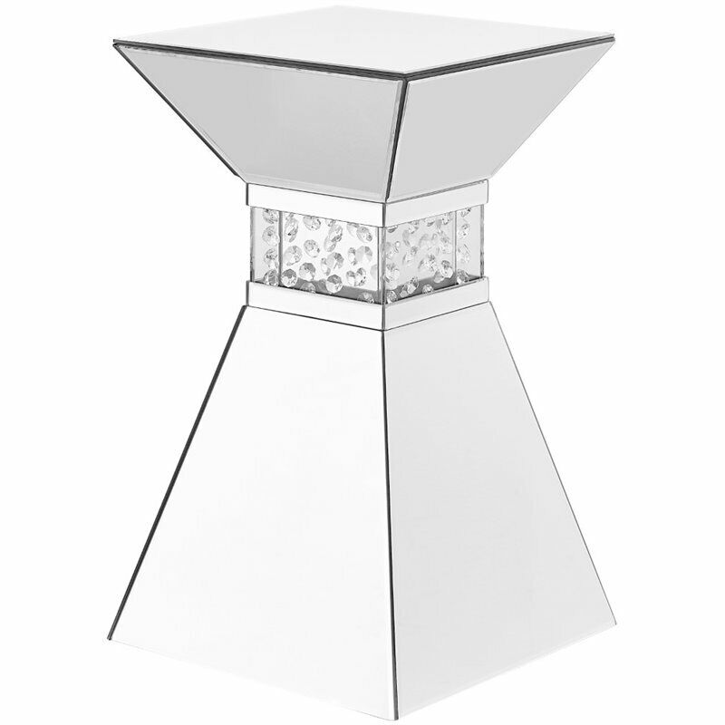 Elegant Decor Modern 20" Clear Crystal Mirrored Accent Pedestal End Table