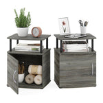 Furinno JAYA Engineered Wood End Table in French Oak Gray/Black (Set of 2)