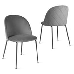 Set of 2 Dining Chair Upholstered Velvet Chair Set W/Metal Base for Living Room