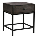 Ava Espresso Engineered Wood End Table With Charging Ports And Metal Base