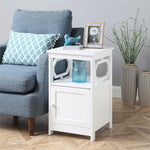 Omega End Table With Cabinet In White Wood Finish