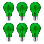6-Pack Sunlite LED Transparent Green A19 Filament Bulbs, 4.5 Watts, Dimmable
