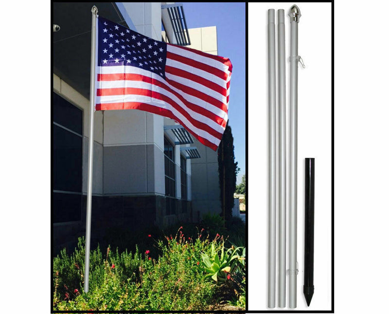 13ft Aluminum Outdoor Flag Pole KIT Ground Spike Flagpole (no flag) 13 ft