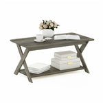 Furinno Engineered Wood Simplistic Criss-Crossed Coffee Table in French Oak Gray