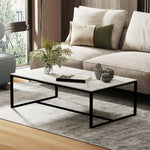 Heavy Duty Coffee Table Modern Living Room Sofa Center Table White Marble Top Us