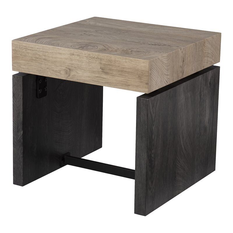 Modern Engineered Wood End Table In Natural-Black