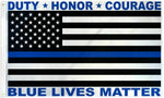 12X18 Usa Police Thin Blue Line Duty Honor Courage Blue Lives Matter 100D Flag
