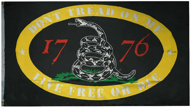 12X18 Gadsden 1776 Black Don'T Tread On Me Live Free Or Die 2Nd Amendment Flag