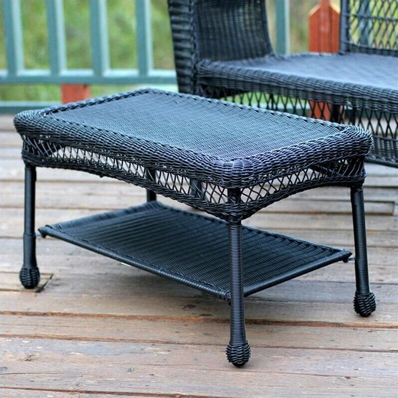 Jeco Wicker / Rattan Patio Furniture Coffee Table in Black