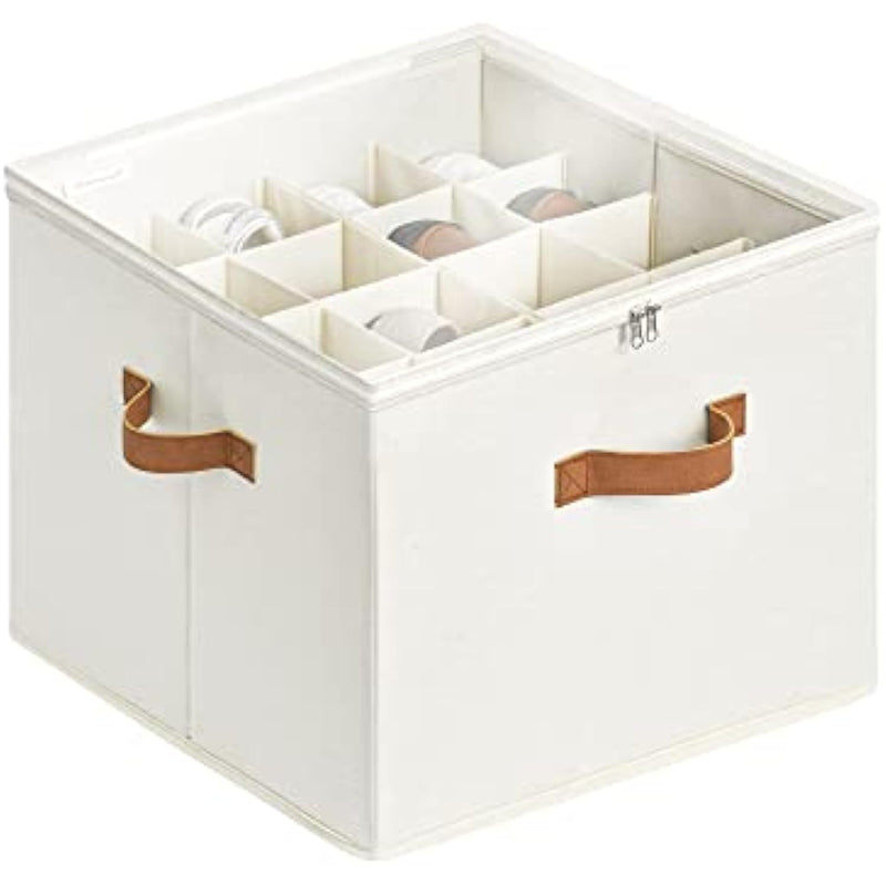Fabric Shoe Storage Bins with Clear Cover, Fits 16 Pairs