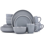 16 Piece Dishes Set Plates And Bowls Set For 4 Gray Matte
