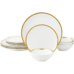 Golden Rim Dish Set For Home Decor Sets 12 Piece Service For 4