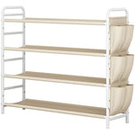 Metal Shoe Shelf Organizer With Side 8 Shoes Pockets