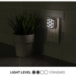 Brushed Nickel Flower Design Night Light With Plug-in, Dusk to Dawn Sensor
