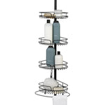 4 Adjustable Shelves with Towel Bar and Hooks with Tension Pole for Bath and Shower Storage