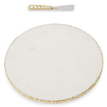 Mud Pie Gold Edge Marble Set Serving Board One Size White