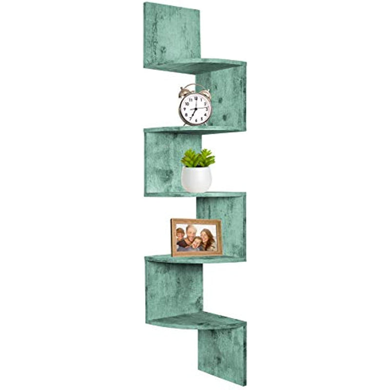 Easy To Assemble Wall Mount Corner Shelves For Bedrooms And Living Rooms Rustic Turquoise Finish