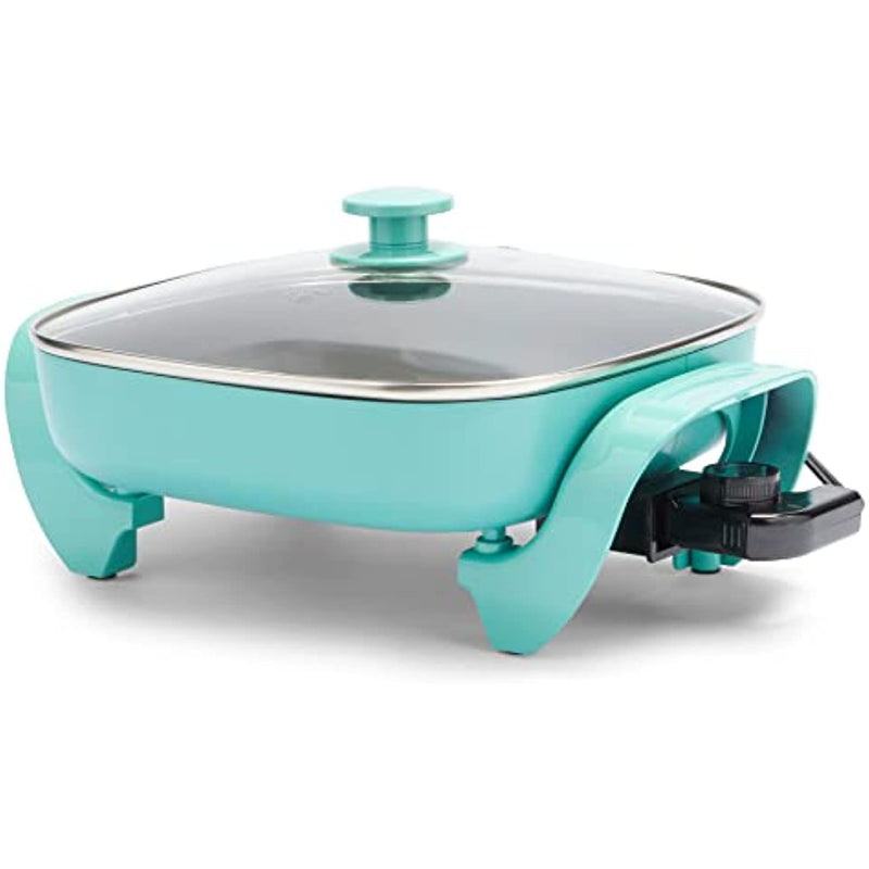 Healthy Ceramic Nonstick 12 5Qt Square Electric Skillet With Glass Lid