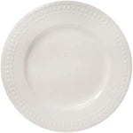 Embossed Bone White Porcelain Round Dinnerware Collection Chip Resistant Scratch Resistant
