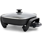 12 5Qt Square Electric Skillet With Glass Lid