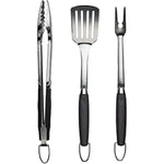 3 Piece Stainless Steel Bbq Grill Tool Set W Tongs Spatula Fork