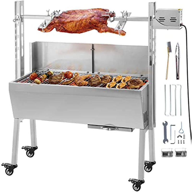 25W Stainless Steel Grill 37 Inch Bbq Small Pig Lamb Rotisserie Roaster