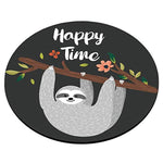 Smooffly Cute Baby Sloth Inspirational Quotes Round Mouse Pad Happy Time With Funny Sloth Hanging On The Tree Circular Mouse Pads