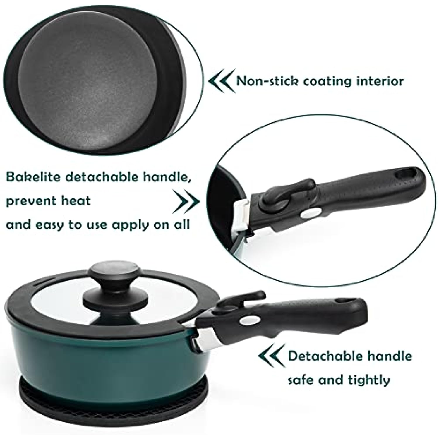 10pcs Nonstick Pots and Pans Set - Detachable Handle - Induction - Oven  Safe