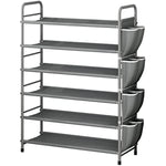 Metal Shoe Shelf Organizer With Side 8 Shoes Pockets