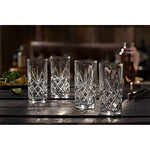 Kinsley Tall Highball Glasses Set Of 8 12 Ounce Cups Textured Designer Glassware