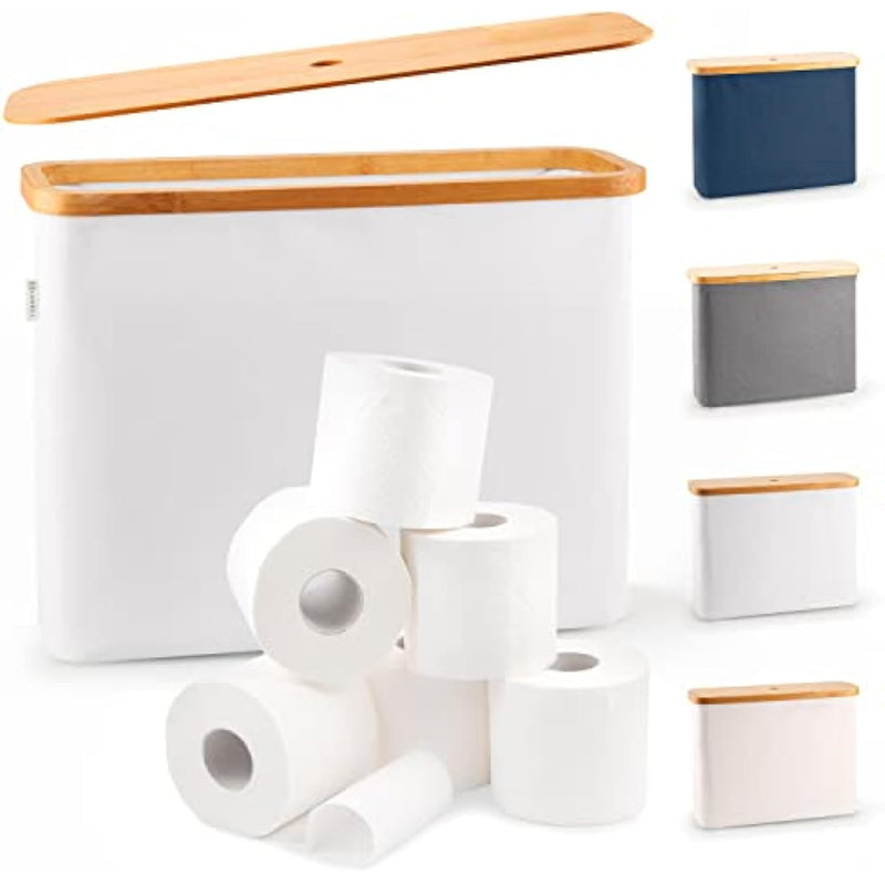 Bamboo Toilet Paper Holder Basket for Bathroom