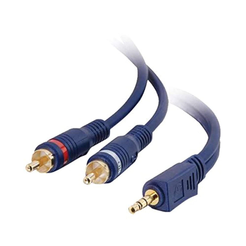 C2G 40617 Velocity One 3 5Mm Stereo Male To Two Rca Stereo Male Y Cable Blue 50 Feet 15 24 Meters