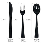 Pre Rolled Disposable Extra Heavy Duty Plastic Cutlery Kit With Black Fork Knife Spoon And 3 Ply White Napkin