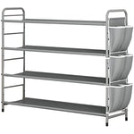 Metal Shoe Shelf Organizer With Side 8 Shoes Pockets