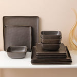 Square Stoneware Dinnerware Set 24 Piece Service For 8