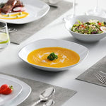 White Square Dinnerware Set Silver Rim