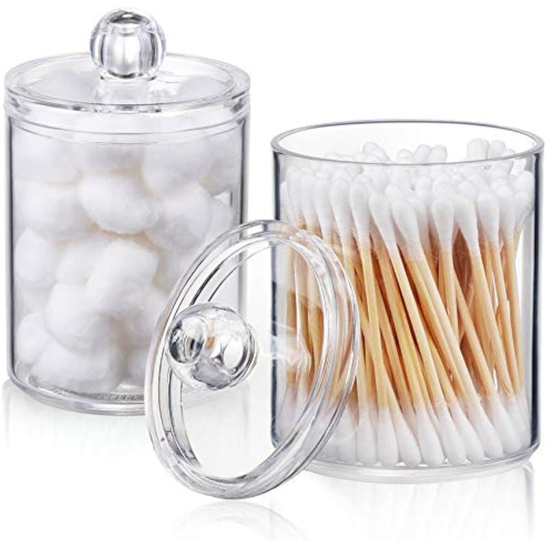 2 Pack Qtip Holder Dispenser for Cotton Ball, Cotton Swab, Cotton Round Pads, Floss - 10 oz